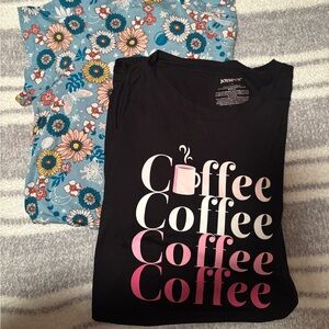 Bundle of 2 Joyspun Floral Print Blue & Black Coffee Nightgowns